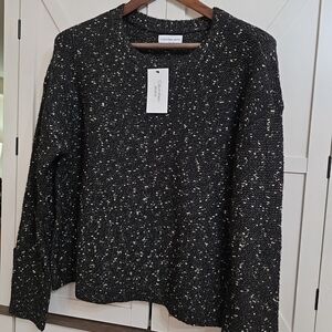Calvin Klein Jeans Women's Black Crewneck Long-Sleeve Lurex Sweater Size XL #WG